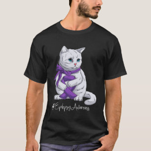 Camiseta Gato de lazo morado del Mes de Concienciación sobr