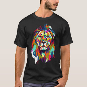 Camiseta Gato de León Geométrico Animal Leo de moda en Guay