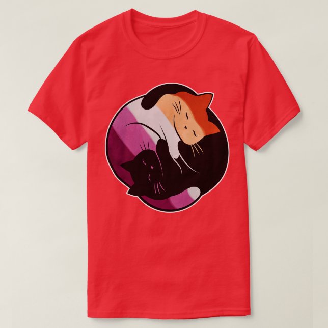 Camiseta Gato de Lesbianas Yin Yang (Diseño del anverso)