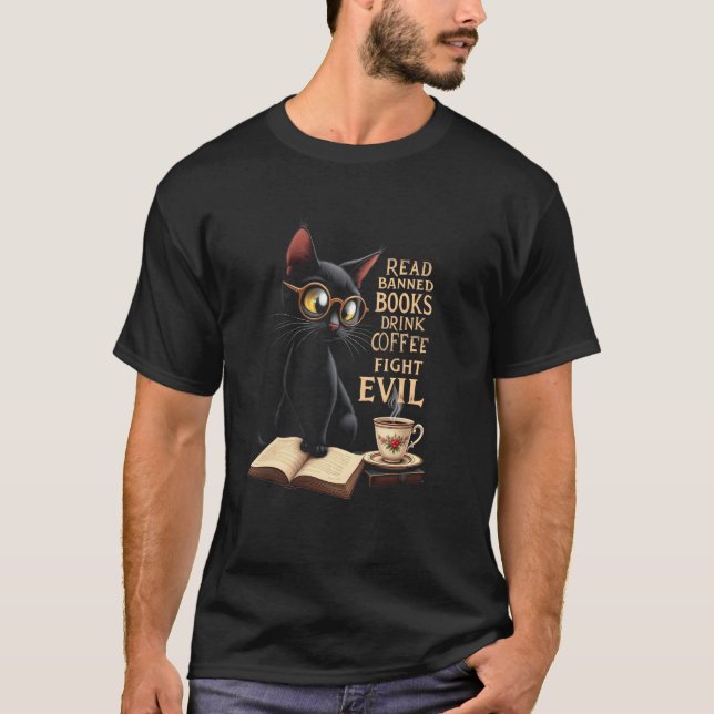 Camiseta Gato de Libros Prohibidos Divertidos (Anverso)