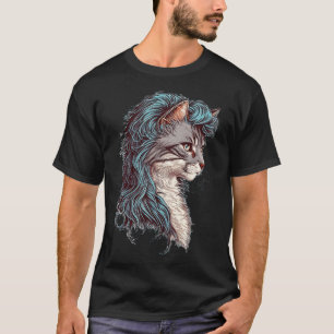 Camiseta Gato de los 80 con mullet 1