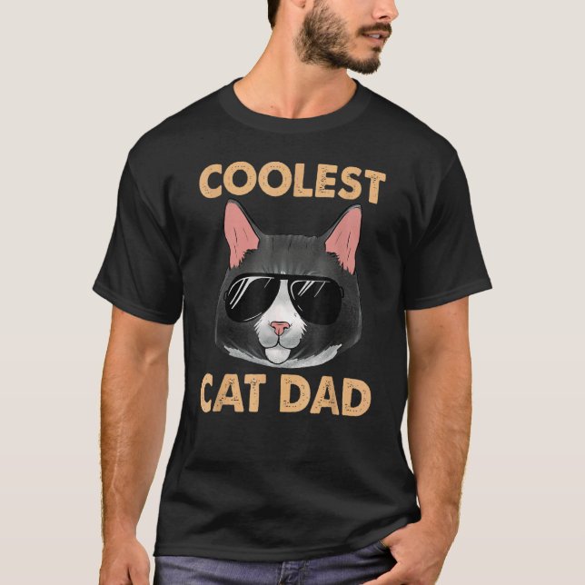 Camiseta Gato De Los Hombres Con Gafas De Sol Gato De Papá (Anverso)