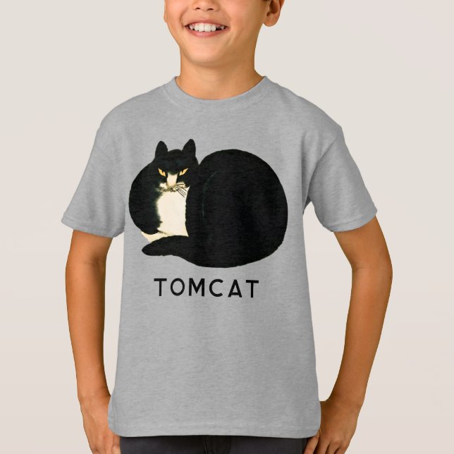 Camiseta Gato de Manchú Negro de la dinastía Qing china Tom (Anverso)