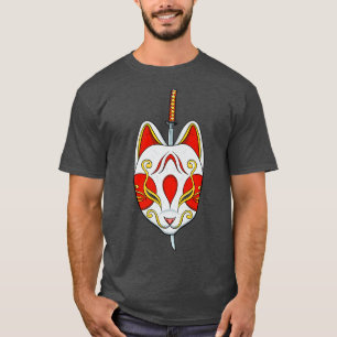 Camiseta Gato de manga de la máscara anime de Katana japone