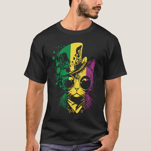 Camiseta Gato de Mardi Gras (Anverso)