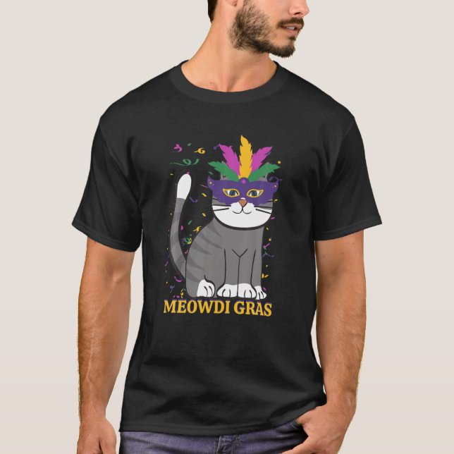 Camiseta Gato de Mardi Gras Gracioso Meowdi Gras Mardi Gras (Anverso)