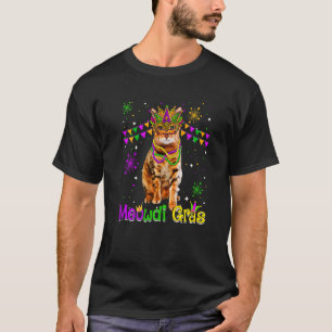 Camiseta Gato de Mardi Gras Lindo Gato Bengal Máscara de Ca