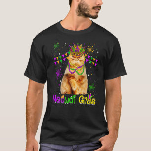 Camiseta Gato de Mardi Gras Lindo Gato Persa Máscara de Car