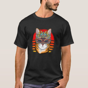 Camiseta gato de Mardi Gras máscara de Carnaval gato