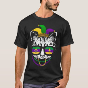 Camiseta Gato de Mardi Gras Miau Gatito Nueva Orleans Hombr