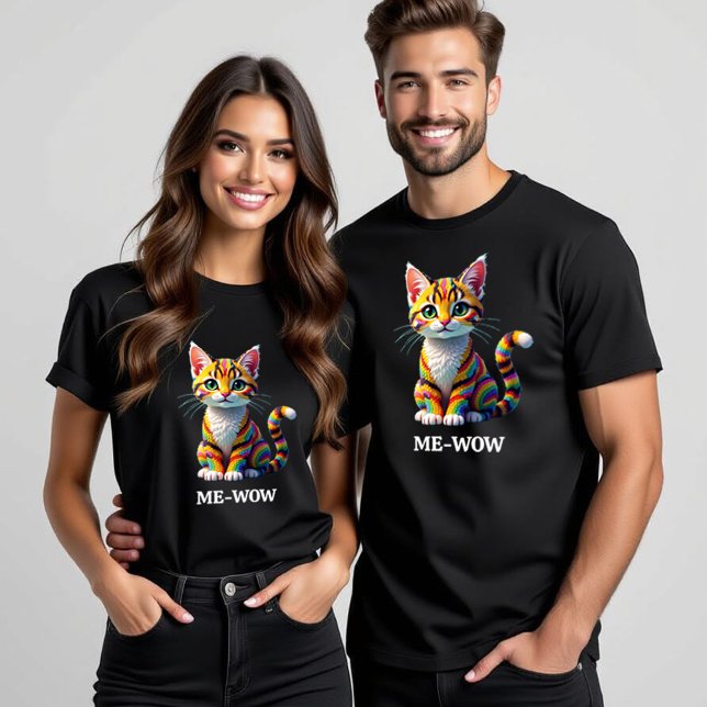Camiseta Gato de margay dulce y colorido (Me-Wow Margay Candy Cat T-Shirt Cover Photo (two models))