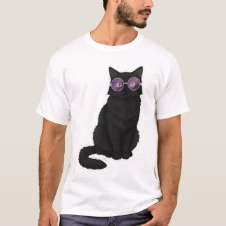 Camiseta Gato de medianoche con gafas moradas