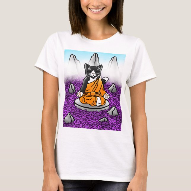 Camiseta Gato de meditación de Tuxedo budista (Anverso)