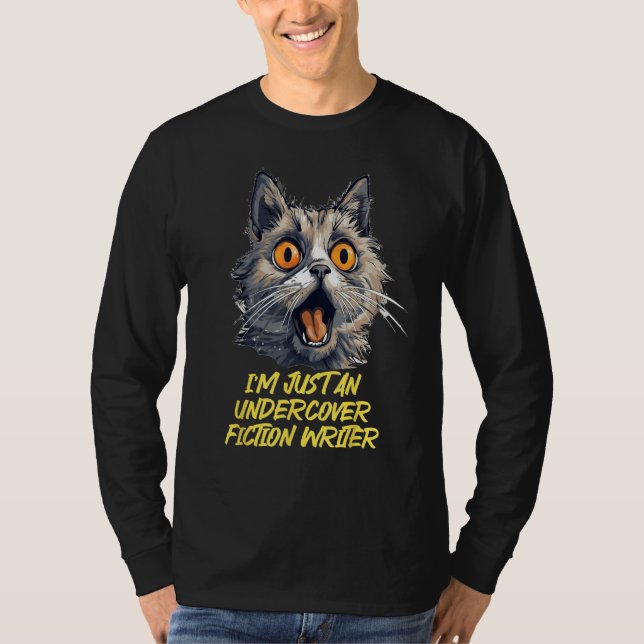 Camiseta Gato de mentiras blancas encubiertas divertidas (Anverso)