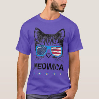 Camiseta Gato de Meowica Amante Kitty Bandera de Estados Un