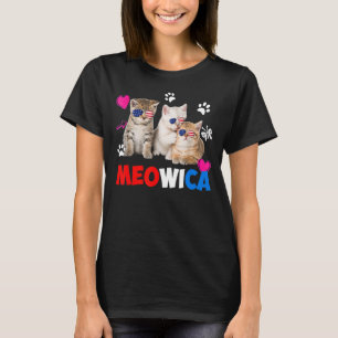 Camiseta Gato De Meowica America Bandera Glasses 4 De Julio