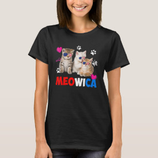 Camiseta Gato De Meowica America Bandera Glasses 4 De Julio