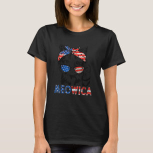 Camiseta Gato De Meowica Gafas De Sol Bandera Estadounidens