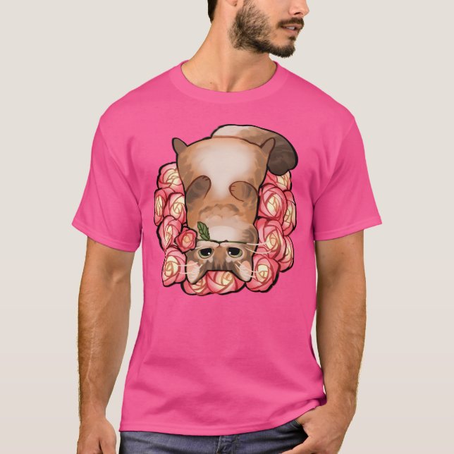 Camiseta Gato De Miel Fluffy Con Rosas (Anverso)