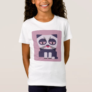 Camiseta gato de mirada gruñón triste