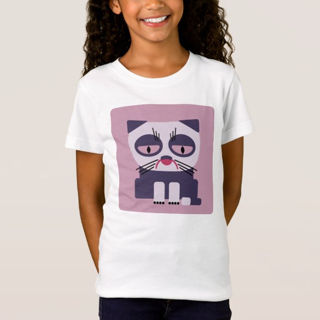 Camiseta gato de mirada gruñón triste (Anverso)