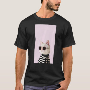 Camiseta Gato de moda lindo Guay Kitty Kitten negro rosado