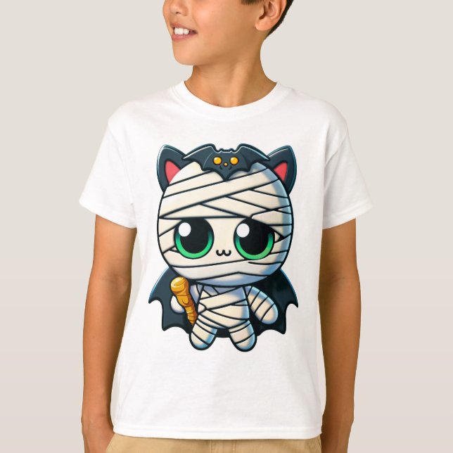 Camiseta "Gato de momia con vampiros disfrazados" (Anverso)