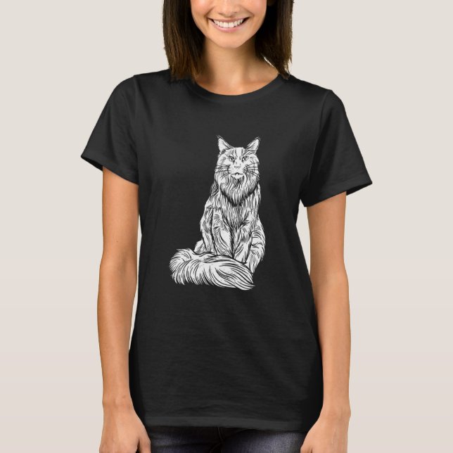 Camiseta Gato De Mono Grande Con Abrigo Largo Fluffy (Anverso)