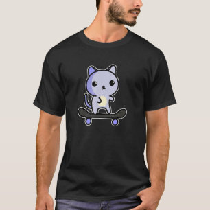 Camiseta Gato de monopatín gráfico de dibujos animados
