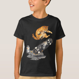 Camiseta Gato de monopatín meme divertido grunge gatito