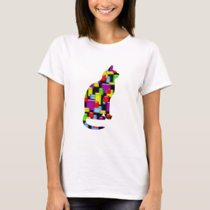 Camiseta gato de mosaico