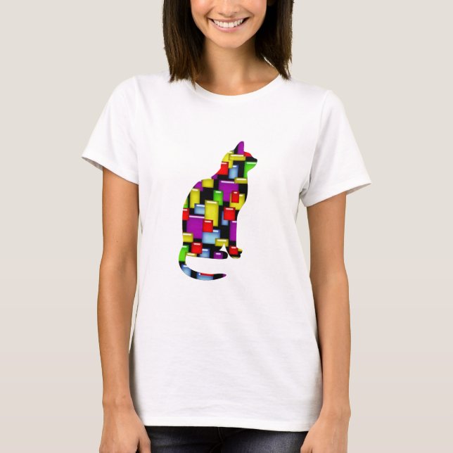 Camiseta gato de mosaico (Anverso)