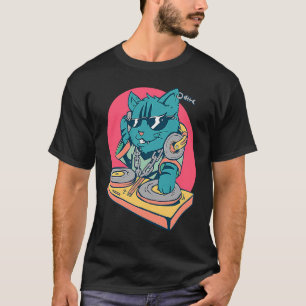 Camiseta Gato de música Cool DJ