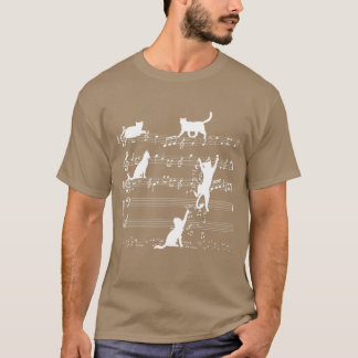Camiseta Gato De Música De Amor Jugando En Notas Musicales 