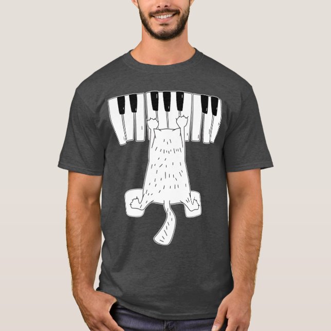 Camiseta Gato De Música Jugando En La Familia Piano Musical (Anverso)