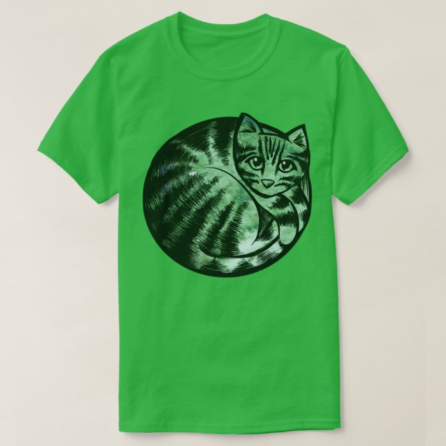 Camiseta Gato de naturaleza verde (Diseño del anverso)
