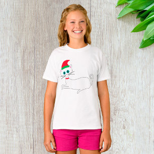Camiseta Gato de Navidad con sombrero de Santa