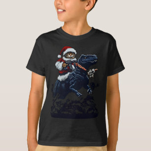 Camiseta Gato de Navidad con sombrero de Santa sosteniendo