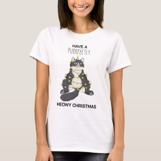 Camiseta Gato de Navidad Divertido y Festivo Minimalista Am