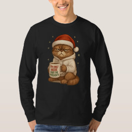 Camiseta Gato de Navidad gruñón con sombrero de Santa