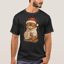Camiseta Gato de Navidad gruñón con sombrero de Santa