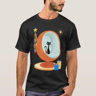 Camiseta Gato de Navidad Retro Mediados de Siglo Modern MCM
