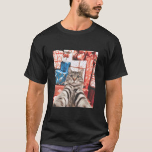 Camiseta Gato de Navidad Selfie Gato Divertido