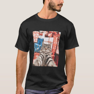 Camiseta Gato de Navidad Selfie Gato Divertido