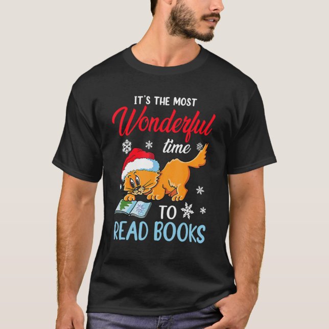 Camiseta Gato de navidades con sombrero de Santa para hombr (Anverso)