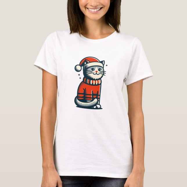 Camiseta Gato de Navidades de corte (Anverso)