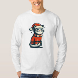 Camiseta Gato de Navidades de corte
