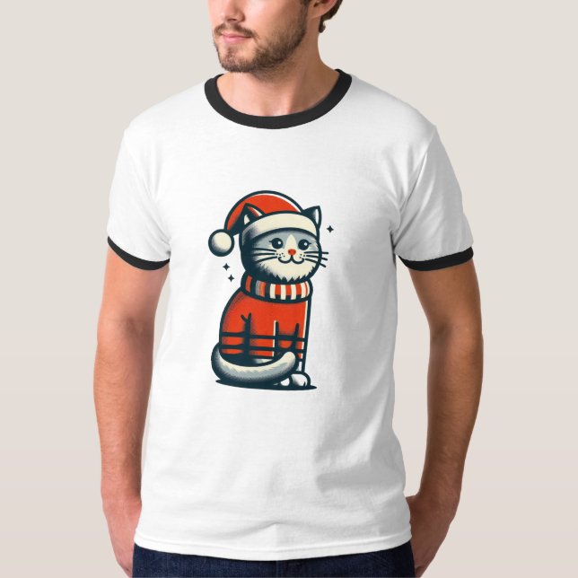 Camiseta Gato de Navidades de corte (Anverso)