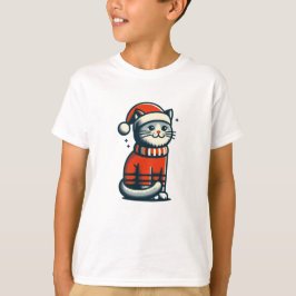 Camiseta Gato de Navidades de corte