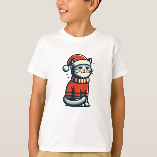 Camiseta Gato de Navidades de corte (Anverso)